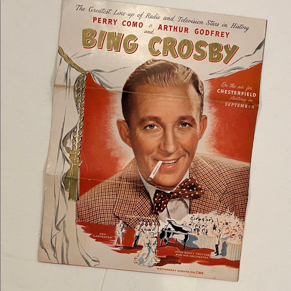 Advertisement feat Bing Crosby & Arthur Godfrey Chesterfield Cigarettes Vintage